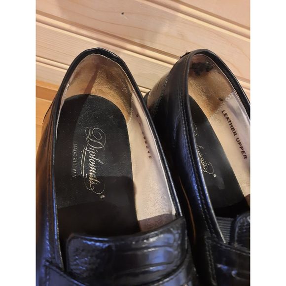 Diplomats Mens Black Italian Leather Loafers Tasseled Sz.9D - Picture 7 of 8